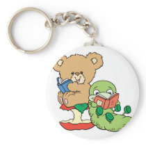 Cute Book Worm and Reading Bear Key Chains