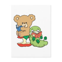 Cute Book Worm and Reading Bear Post Cards
