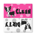 Cute Boston Terrier Clean Dirty Dishwasher Magnet