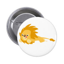 Cute Bouncy Cartoon Lion Button Badge