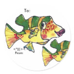 Cute Boxfish Cartoon Fish Personalised Labels stickers
