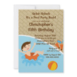 CUTE Boy Pool Party Birthday Invitation