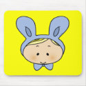 Cute boy with a bunny hat mousepads