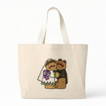 cute bride and groom teddy bear design bag