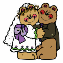 cute bride and groom teddy bear design photo cutouts