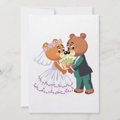 Humorous Wedding Invitations With A Bear Couple Bride And Groom