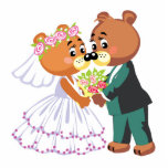 cute bride and groom teddy bears design wedding photo sculptures
