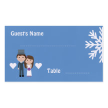 Cute Bride & Groom winter snowflake seating cards Business Card