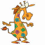 cute bright hippie flowers giraffe cartoon photo sculptures