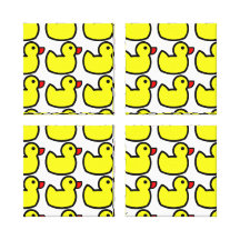 Cute Bright Yellow Rubber Ducky Pattern Gallery Wrap Canvas