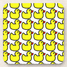 Cute Bright Yellow Rubber Ducky Pattern Coasters