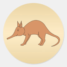 Cute Brown Aardvark Round Sticker