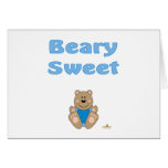 Cute Brown Bear Blue Bib Beary Sweet Greeting Cards