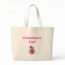 Cute Brown Bear Pink Baseball Cap Grandma's Girl Canvas Bag