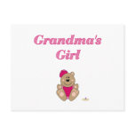 Cute Brown Bear Pink Baseball Cap Grandma's Girl postcards