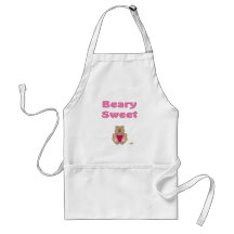 Cute Brown Bear Pink Bib Beary Sweet Apron