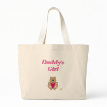 Cute Brown Bear Pink Bib Daddy's Girl Canvas Bag