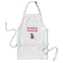 Cute Brown Bear Pink Sailor Hat Sailing Sailing Apron