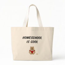 Cute Brown Bear Reading Homeschool Is Cool Canvas Bag