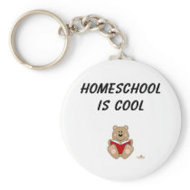 Cute Brown Bear Reading Homeschool Is Cool Key Chain
