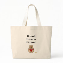 Cute Brown Bear Reading Read Learn Grow Bag