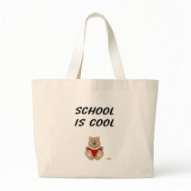 Cute Brown Bear Reading School Is Cool Tote Bag