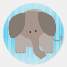 Cute Brown Elephant Round Stickers