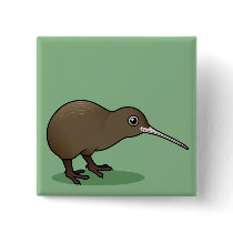 Cute Brown Kiwi from New Zealand Buttons