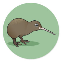 Cute Brown Kiwi from New Zealand Round Stickers