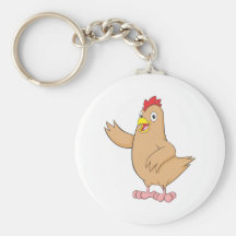 Cute Brown Mother Hen Waving Wings Hi Hello Welcom Key Chains