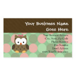 Cute Brown Owl w/Pink Bow Business Card Template