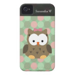 Cute Brown Owl w/Pink Bow iPhone 4 Case