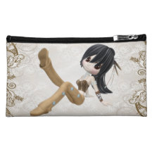 Cute Brunette Girl Cosmetic Bag