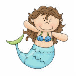 Cute Brunette Mermaid Girl Fish Design photo sculptures