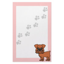 Cute Brussels Griffon Cartoon  - Pawprint Pink Stationery Design
