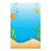 cute bubble fish underwater scene personalized stationery
