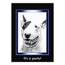 Cute Bull Terrier dog art Personalized Invitation