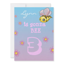 cute bumble bee and flowers birthday personalized invitation
