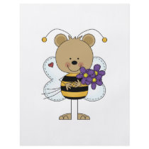 cute bumble bee bear with purple flowers flyers