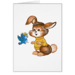 Cute Bunny and Bluebird Kids Birthday Card