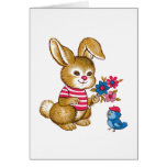 Cute Bunny and Bluebird Kids Birthday Card