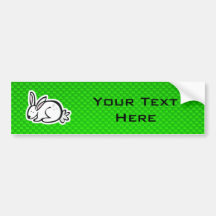 Cute Bunny; Green Bumper Stickers