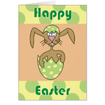 Cute Bunny in Egg Polka Dots Easter Cards
