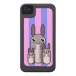 Cute Bunny Rabbit Family Vector Stripes iPhone 4 Case-Mate Case
