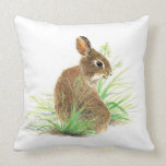 Cute Bunny Rabbit, Watercolor Nature, Wildlife pillows