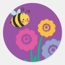 Cute Busy Bumble Bee Round Sticker