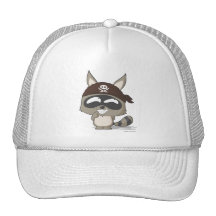 Cute cap pirate racoon cartoon character hat