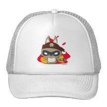 Cute cap pirate racoon cartoon character hat