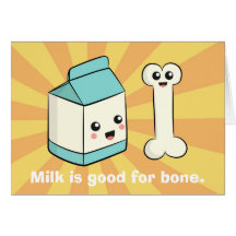 Cute Cartoon about Milk and Bone Cards