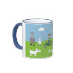 Cute Cartoon Animals & Boy Riding Bike Ringer Mug
